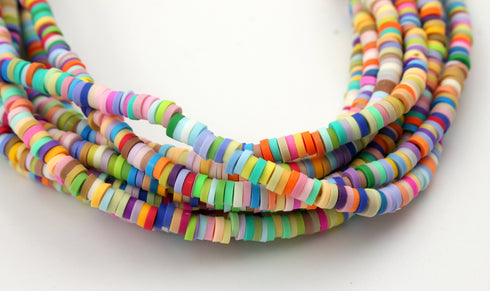 4mm vinyl Heishi beads light rainbow polymer clay beads
